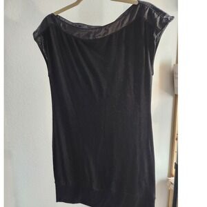 C&A Fashion Black Mini Dress Women's Cocktail Party Elegant Boat Neck